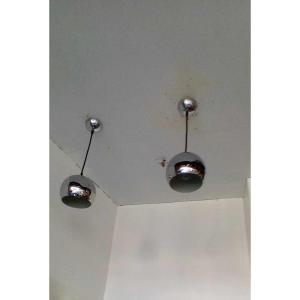 Pair Of Chrome Ball Pendants From The 70s/80s.