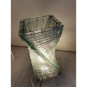 Table Lamp In Glass Blade Linked 20th Century
