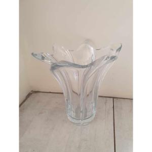 Large Crystal Vase Signed Bayel