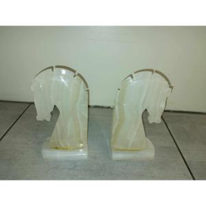 Pair Of Onyx Horse Bookends