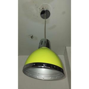 Space Art Green Cone Pendant Light With Chrome Trim 80s
