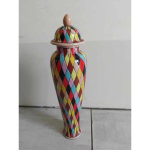 Harlequin Covered Vase From The 50s.