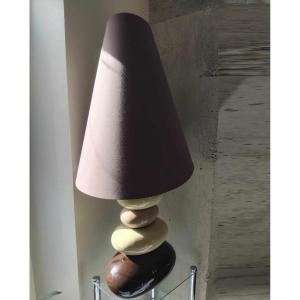 Large 5 Pebble Lamp In Glazed Ceramic From The 70s/80s By Phenix