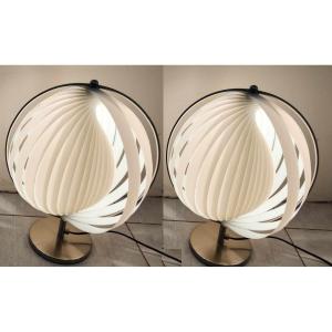 Pair Of 70s Moon Lamps By Verner Panton, Casa Publisher