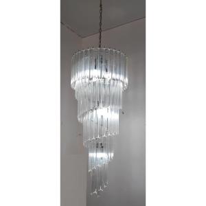 Large Spiral Chandelier With Trihedrals In Acrylic Crystal