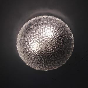 Large Round Ceiling Light In Pressed Molded Glass From The 70s