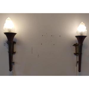 Pair Of Flambeaux Wall Lights From The 50s/60s
