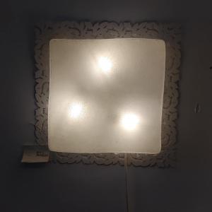 Arteluce Square Wall Light In Murano Glass And Metal From The 70s/80s