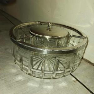 Caviar Cooler, Late 19th-early 20th Century. Crystal And Silver-plated Metal.