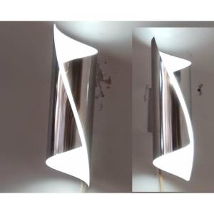 Pair Of 70s/80s Bidirectional Chrome Wall Lights