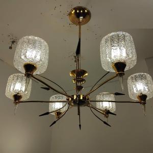1940s/50s Chandelier With 6 Light Arms.