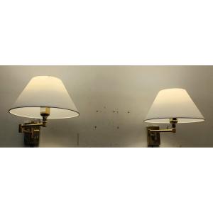 Pair Of Articulated Wall Lights By Boudet, 1960s/70s, Original Label