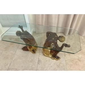 Coffee Table With Nubian Motifs, Claude Dalle, Maison Romeo, Paris, 1970s