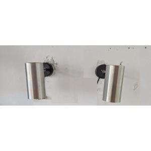 Pair Of 1970s Brushed Aluminum Tube Wall Lights By Staff Leuchten