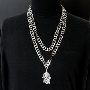 Silver «rihana» Necklace And Khamsa - Tunisia