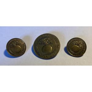 Set Of 3 Buttons "veteran Gunners Of Lille 1804-1815. First Empire. Created In 1483.