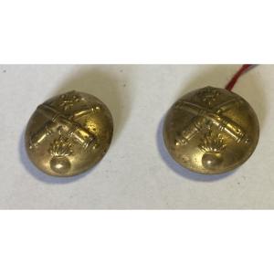 Two Artillery Staff Officer Buttons, Back On Bone. Restoration. Gilding.