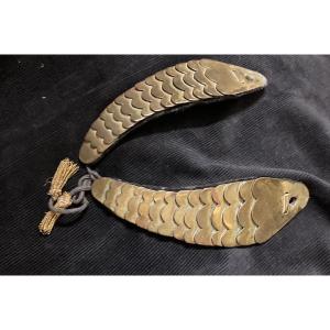 Pair Of Cuirassier Helmet Officer's Chin Straps "antique Copy" First Empire Type