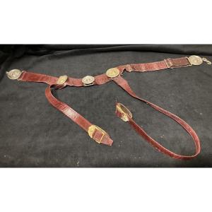 Aide-de-camp's Belt In Scarlet Morocco (bordeaux) France. First Empire.