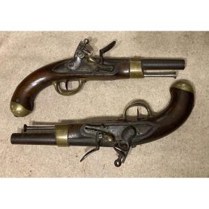 Pair Of Cavalry Pistols, Model An IX Modified An XIII. First Empire.