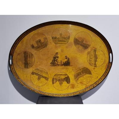 Oval Tray In Painted Sheet Metal