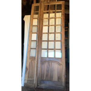 Double Glazed Door In Walnut End XIXth Beginning XXth