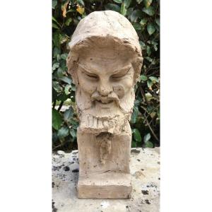 Sculpted Head In Sandstone 20th Century
