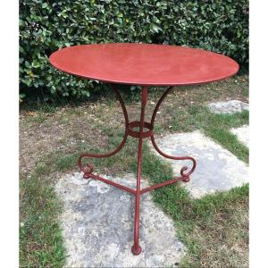 Wrought Iron Pedestal Table, Riveted, Late 19th Century 