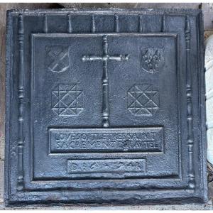 Large 17th-century Cast Iron Fireplace Plate 