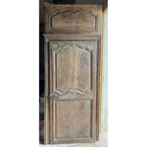 Oak Communication Door With Frame And Overmantel, 18th Century
