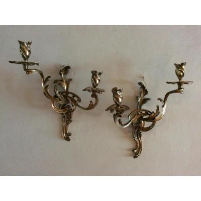 Pair Of 2 Arms Bronze Lights XIX