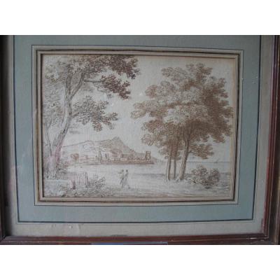 Drawing Attributed To Maurice Béguyer De Chancourtois 1757-1817: Walkers In Seaside