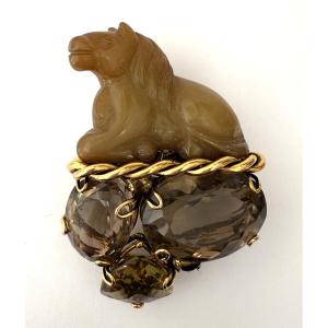 Ming Period Jade Horse Brooch