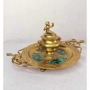 Russian Malachite Inkwell