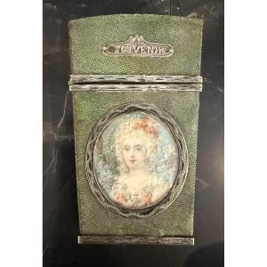 Sewing Kit Covered In Shagreen And Decorated With Miniatures, France, 18th Century