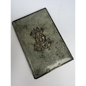 Shagreen And Silver Dance Card - 19th Century