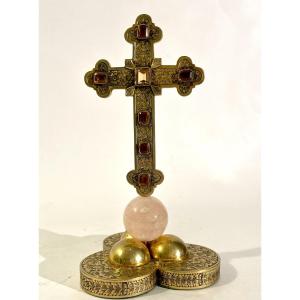 Silver-gilt Altar Cross Set With Citrines