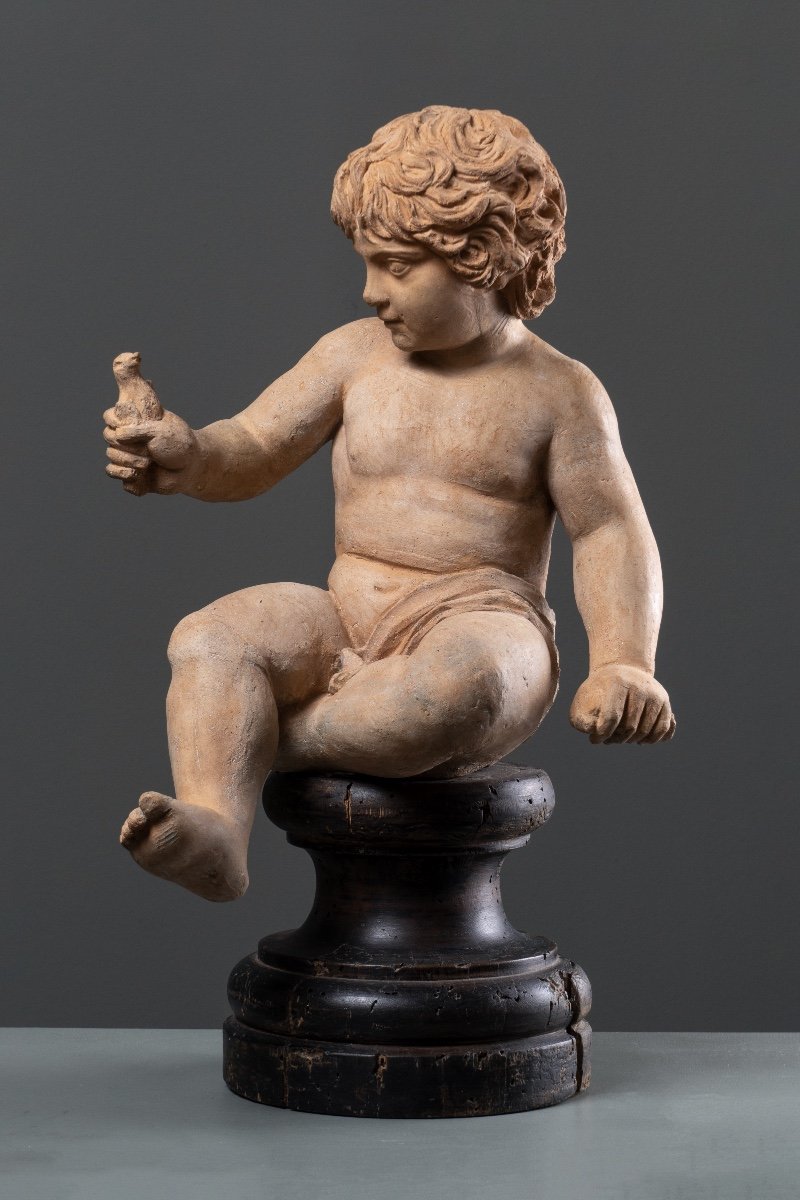 Figura italiana in terracotta di Ercole bambino, Roma, XVIII secolo, secondo Algardi-photo-2