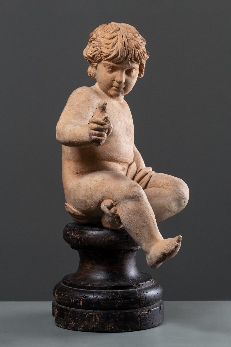 Figura italiana in terracotta di Ercole bambino, Roma, XVIII secolo, secondo Algardi-photo-3