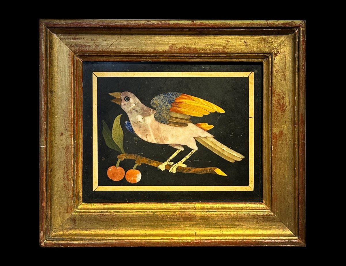 COPPIA DI PLACCHE FIORENTINE IN PIETRA DURA CON UCCELLI, XVIII SECOLO-photo-2
