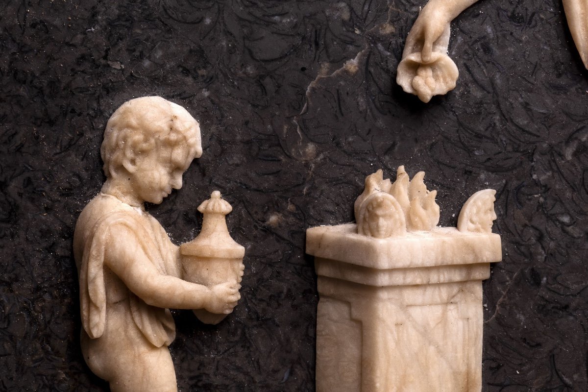 PLACCA NEOCLASSICA ITALIANA IN MARMO Italia, XIX secolo  marmo  22 x 29,5 cm  8 3/4 x 11 1/2 in-photo-2