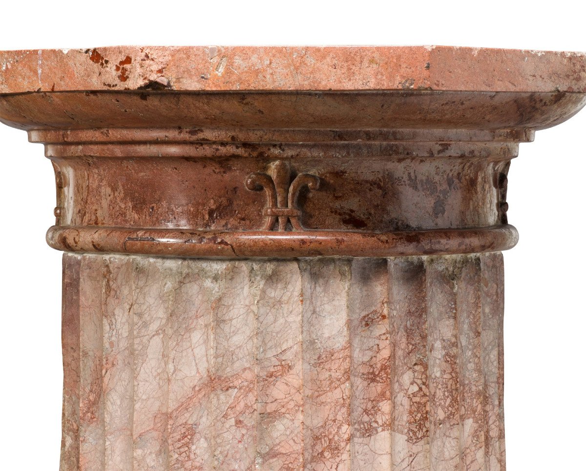 Paire De Colonnes En Marbre Rose 19e-photo-2