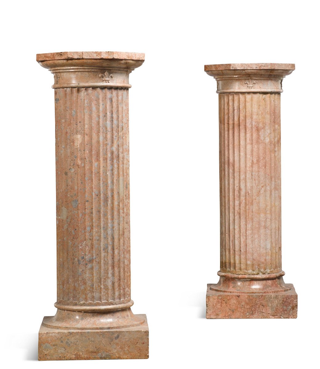 Paire De Colonnes En Marbre Rose 19e
