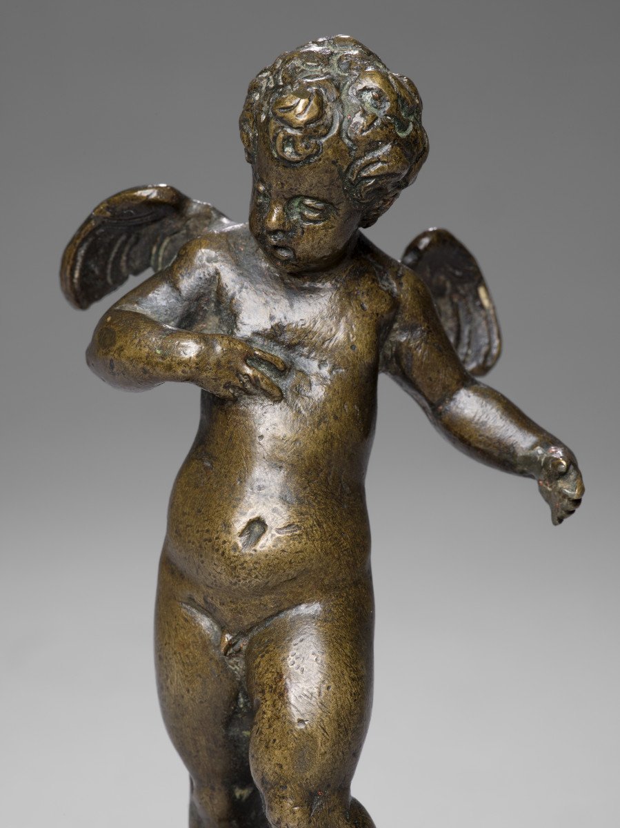 Figura In Bronzo Di Giovane Putto Su Base In Porfido, Bottega Di Roccatagliata-photo-4