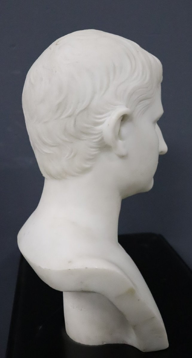 Antico busto italiano del XIX secolo dell'imperatore Ottaviano di Leone Clerici-photo-3