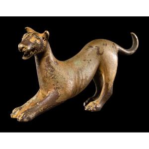 FIGURA ROMANA IN BRONZO DI UN CANE CHE SCATTA