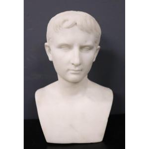 Antico busto italiano del XIX secolo dell'imperatore Ottaviano di Leone Clerici