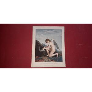 "love Sharpening His Traits", Etching From The Late 18th Century.