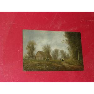 Thatched Cottage On The Edge, Painting 19th Time.