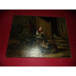 "dogs' Meal", 19th Century Painting.